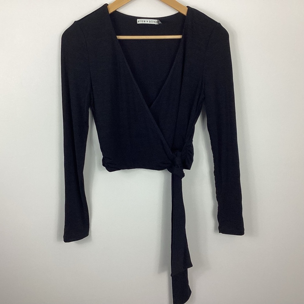 Alice + Olivia Nya Cropped Wrap Top Size Small